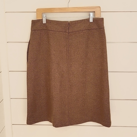 Land's End size 8 petite brown tweed midi skirt - Picture 2 of 4